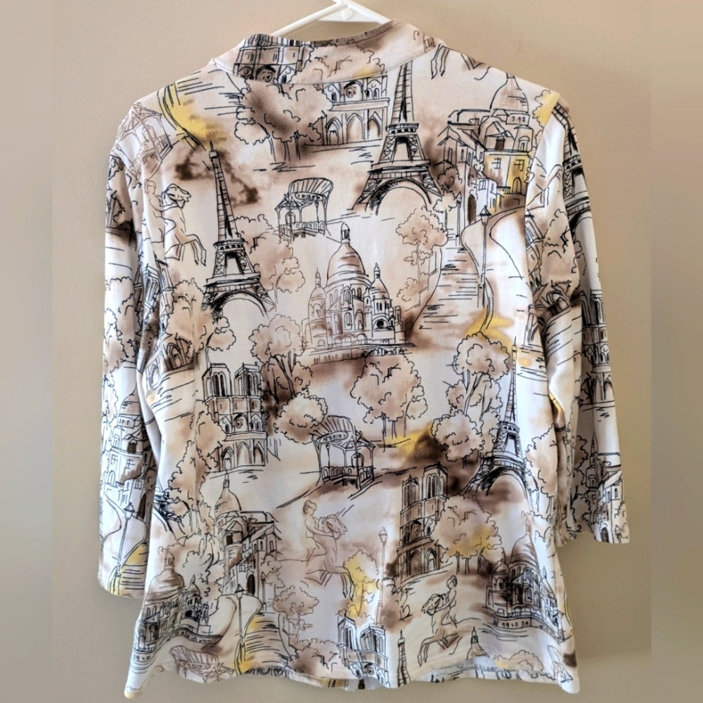 Onque Casual Parisian Print Women's Jacket ~ Sz XL - Picture 2 of 5